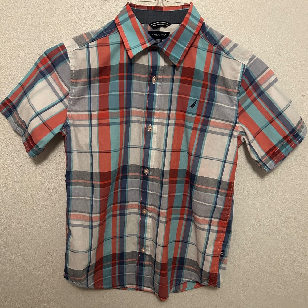 Nautica size 10/12 plaid button up shirt
